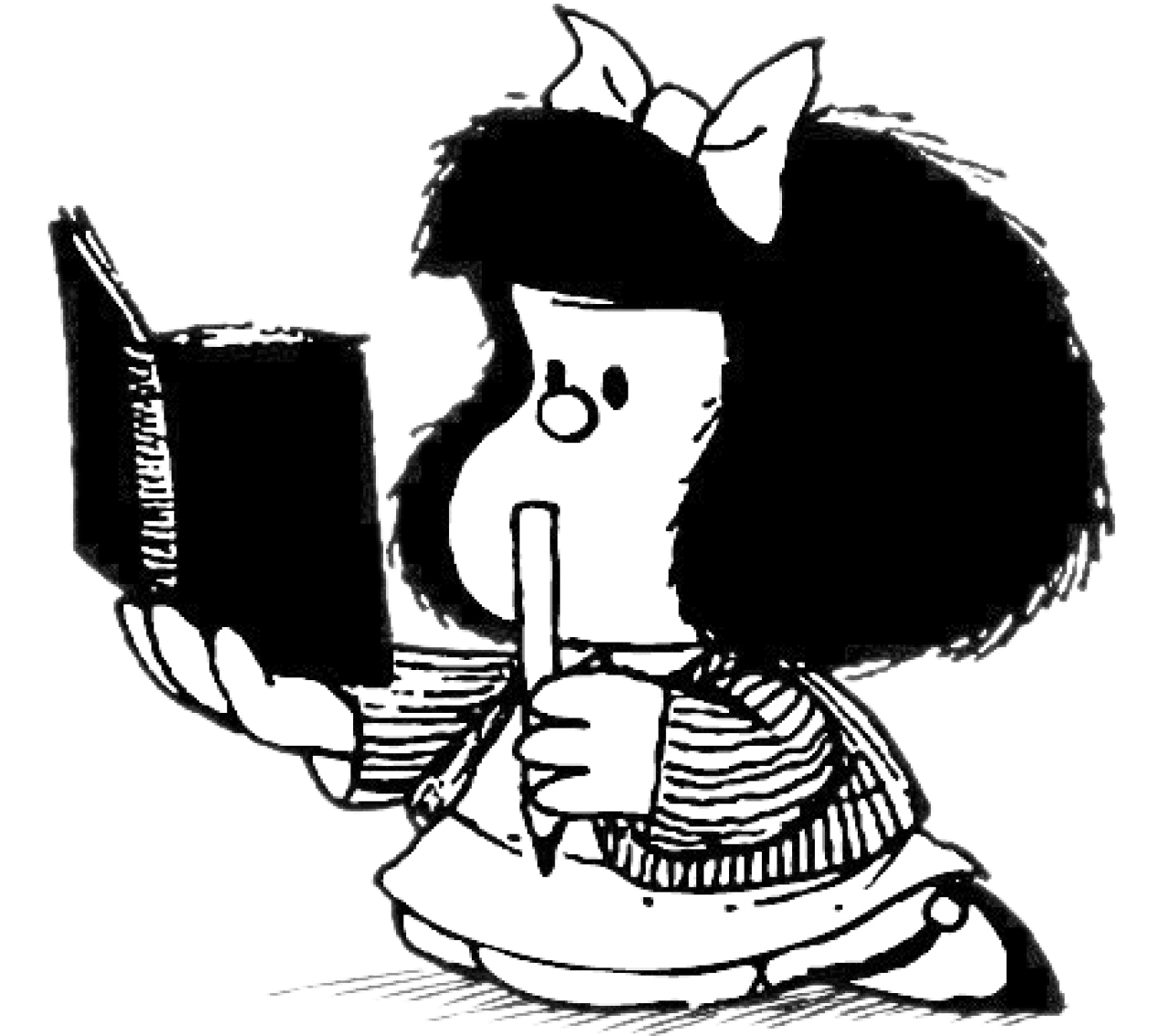 Mafalda leyendo un libro