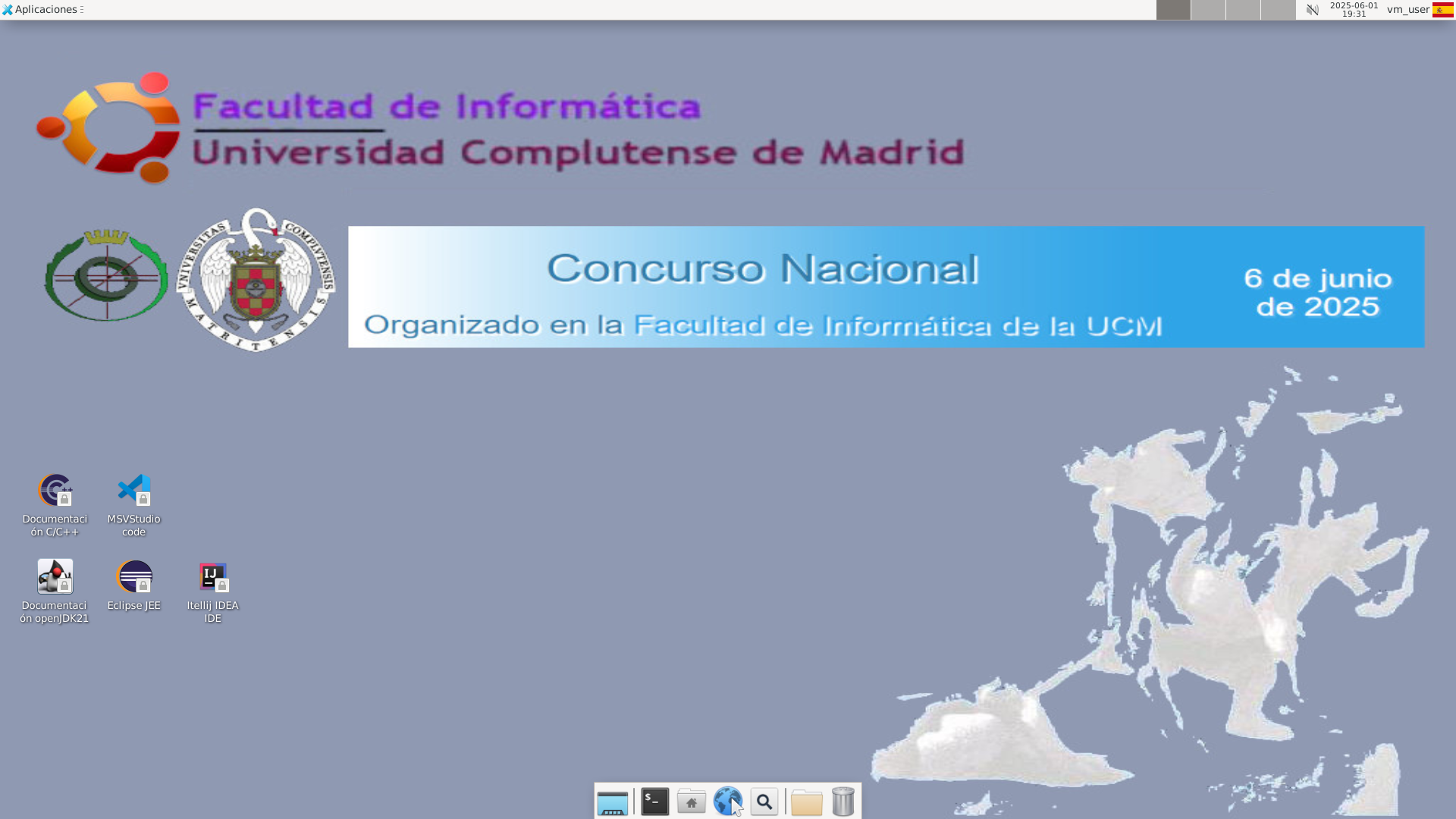 Escritorio de los ordenadores del concurso